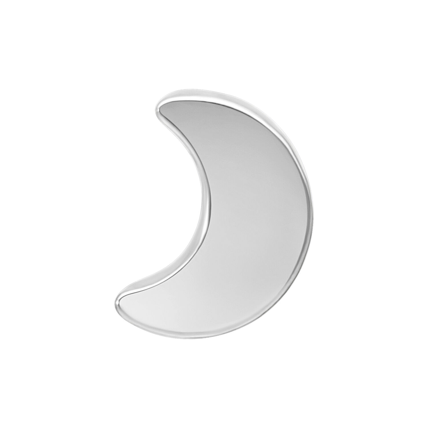 Inserto a forma di luna in titanio argento su sfondo bianco