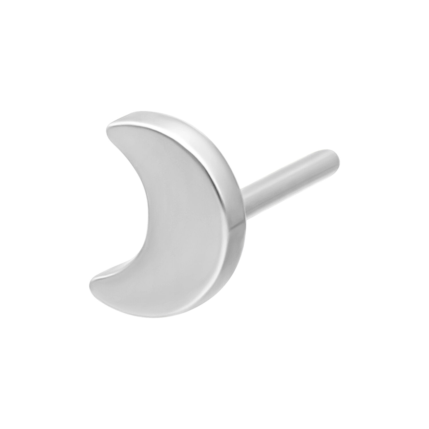 Inserto a forma di luna in titanio argento su sfondo bianco