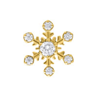 Inserto floreale dorato per piercing con cristalli scintillanti su sfondo bianco