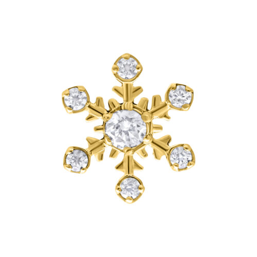 Inserto floreale dorato per piercing con cristalli scintillanti su sfondo bianco