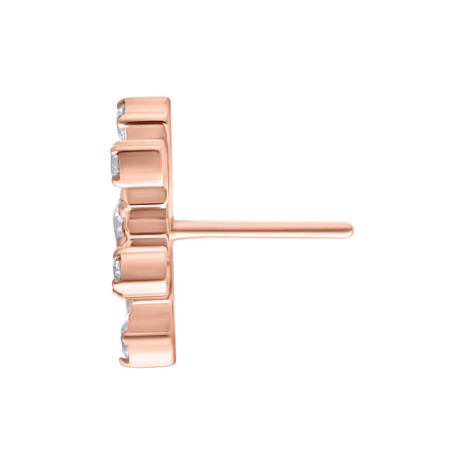 Attacco Push Fit in oro rosa con cristalli su sfondo bianco