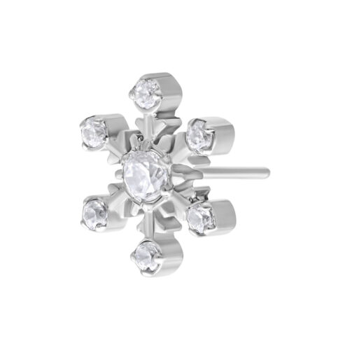 Fiore Push Fit Argento in forma di fiocco di neve con cristalli chiari