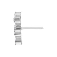 Vista laterale di un fiore in titanio argento Push Fit con cristalli chiari