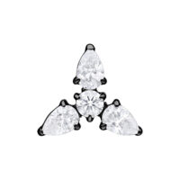 Nero Push Fit attacco con tre cristalli chiari su sfondo bianco