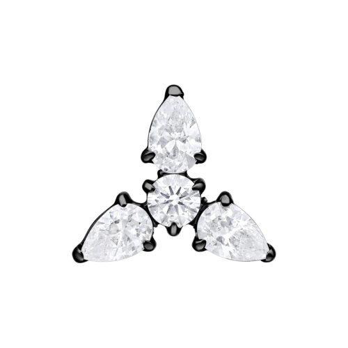 Nero Push Fit attacco con tre cristalli chiari su sfondo bianco