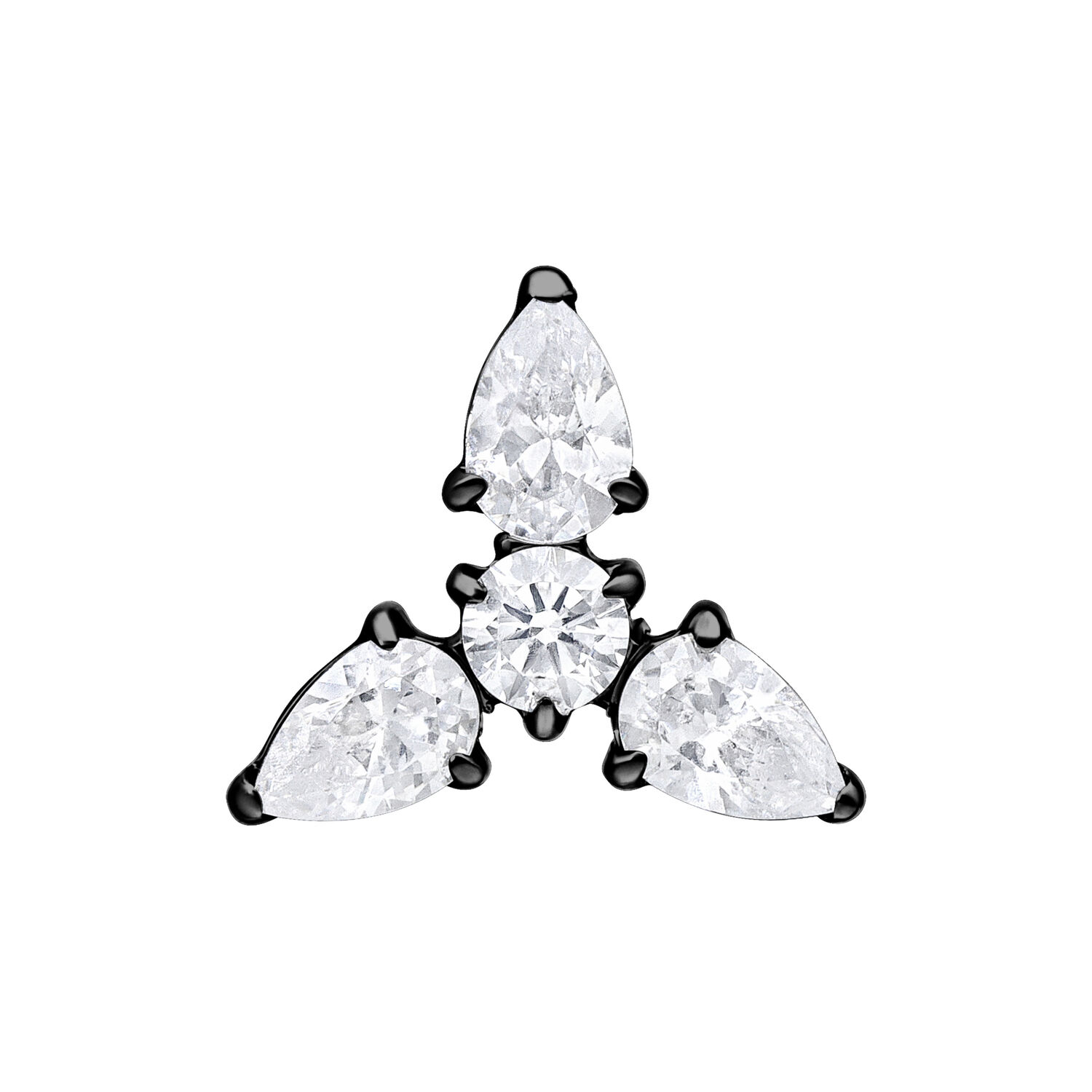 Nero Push Fit attacco con tre cristalli chiari su sfondo bianco
