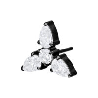 Attacco Push Fit Trinity nero con tre cristalli chiari su sfondo bianco