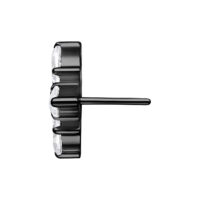 Attacco Push Fit Trinity nero in titanio con cristalli su sfondo bianco