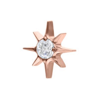 Stella Push Fit in oro rosa con cristallo chiaro su sfondo bianco