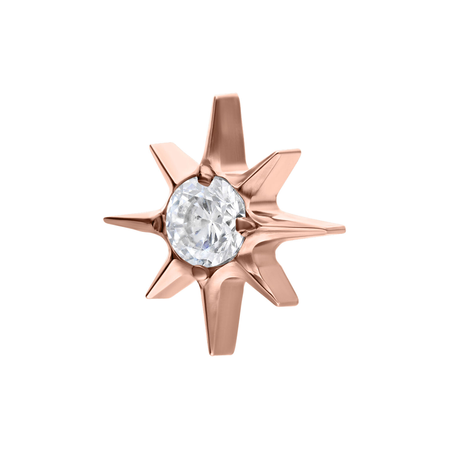 Stella Push Fit in oro rosa con cristallo chiaro su sfondo bianco