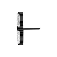 Lotus in titanio nero con cristalli chiari su sfondo bianco