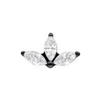 Accessorio Lotus Push Fit nero con tre cristalli chiari su sfondo bianco