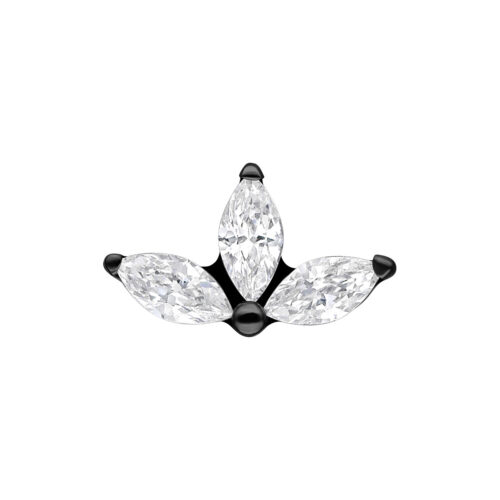 Accessorio Lotus Push Fit nero con tre cristalli chiari su sfondo bianco