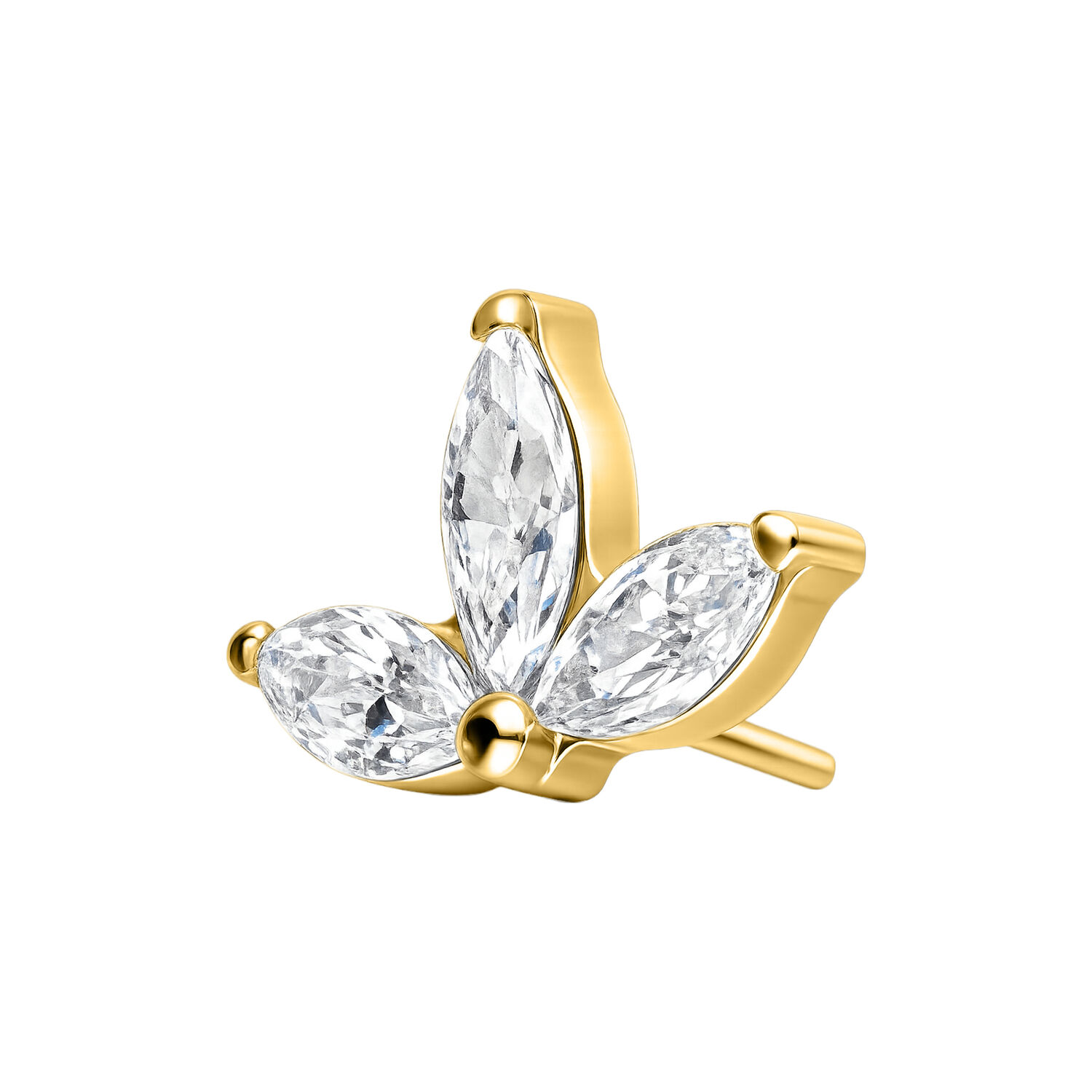 Inserto Lotus dorato con cristalli chiari su sfondo bianco