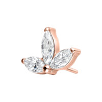 Piercing Lotus in rosé dorato con cristalli chiari su sfondo bianco