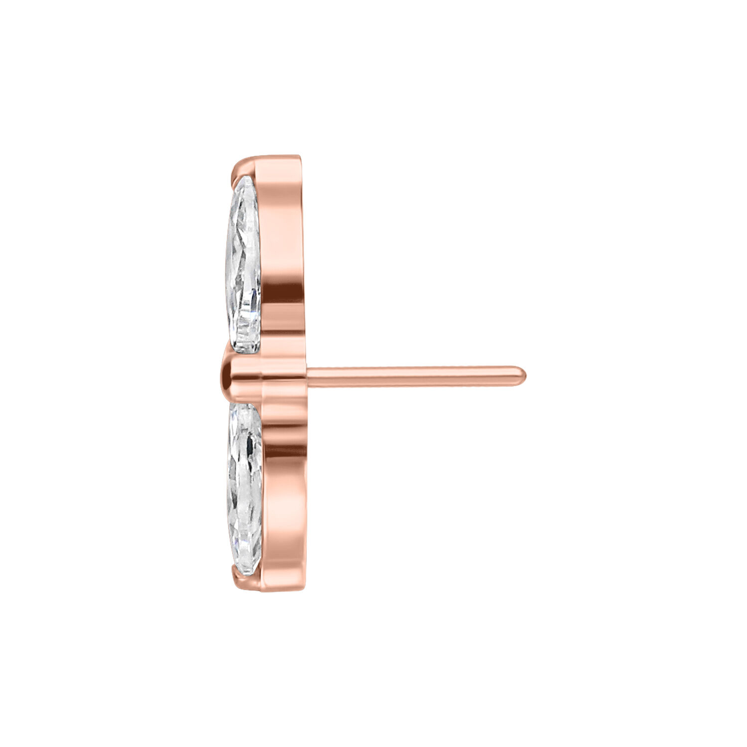 Attacco Lotus Push Fit in rosé oro con cristalli chiari su sfondo bianco