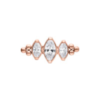 Cristallo Push Fit in oro rosé con cristalli chiari su sfondo bianco