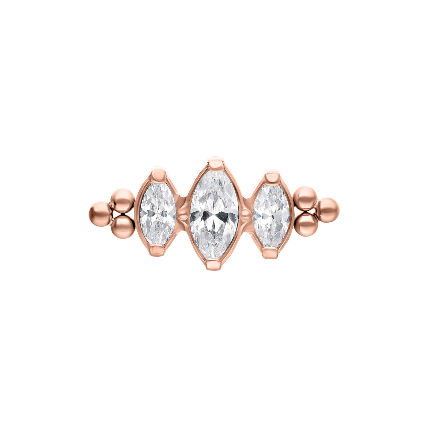 Cristallo Push Fit in oro rosé con cristalli chiari su sfondo bianco