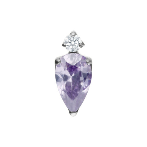 Attacco cristallo lavanda in argento con design sfaccettato su sfondo bianco