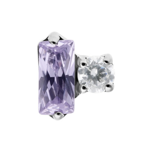 Attacco Push Fit argento con Cristallo Lavanda e pietra rotonda