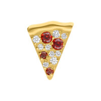 Accessorio Pizza Dorato con Cristalli Accessorio per piercing a forma di pizza dorata con cristalli rossi e chiari