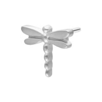 Accessorio libellula argento in titanio su sfondo bianco