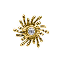 Sole dorato con cristallo Sole dorato Push Fit con cristallo chiaro su sfondo bianco