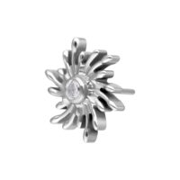 Argento Sunburst Attacco con pietra cristallina su sfondo bianco