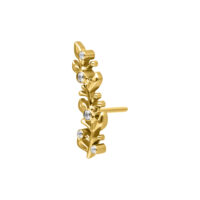 Inserto in metallo dorato con cristalli chiari su sfondo bianco