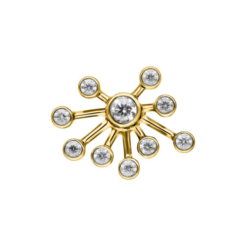 Inserto Push Fit dorato con scintillanti cristalli chiari su sfondo bianco