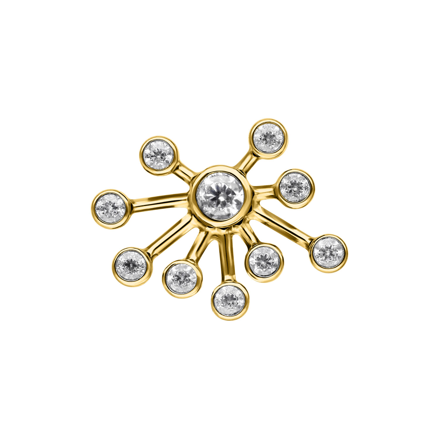 Inserto Push Fit dorato con cristalli chiari Inserto Push Fit dorato con scintillanti cristalli chiari su sfondo bianco