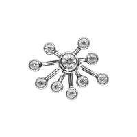 Attacco Push Fit argento con pietre cristalline su sfondo bianco