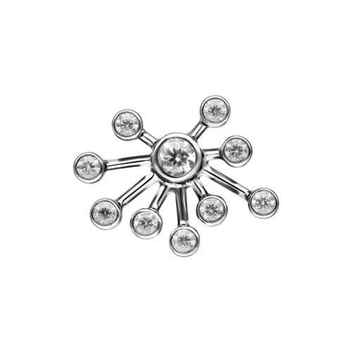 Attacco Push Fit argento con pietre cristalline su sfondo bianco