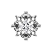 Attacco Push Fit argento con cristallo chiaro su sfondo bianco