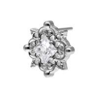 Accessorio Push Fit argento con cristallo chiaro su sfondo bianco