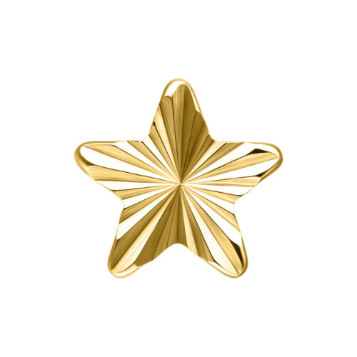 Punta a stella dorata e zigrinata su sfondo bianco