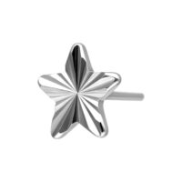 Attacco a stella in titanio argento con motivo a righe su sfondo bianco