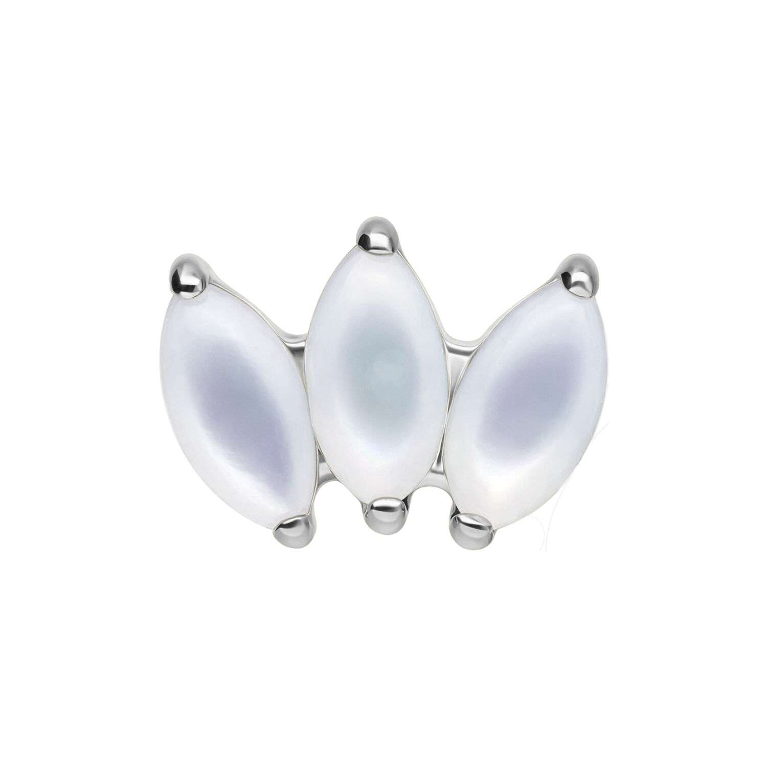 Attacco Lotus in argento con ametista e pietra di luna su sfondo bianco