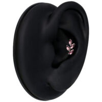 Attacco piercing in argento con ametista su display nero per orecchio