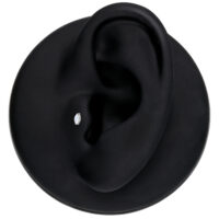 Inserto Push Fit in argento con pietra di luna ovale su sfondo nero