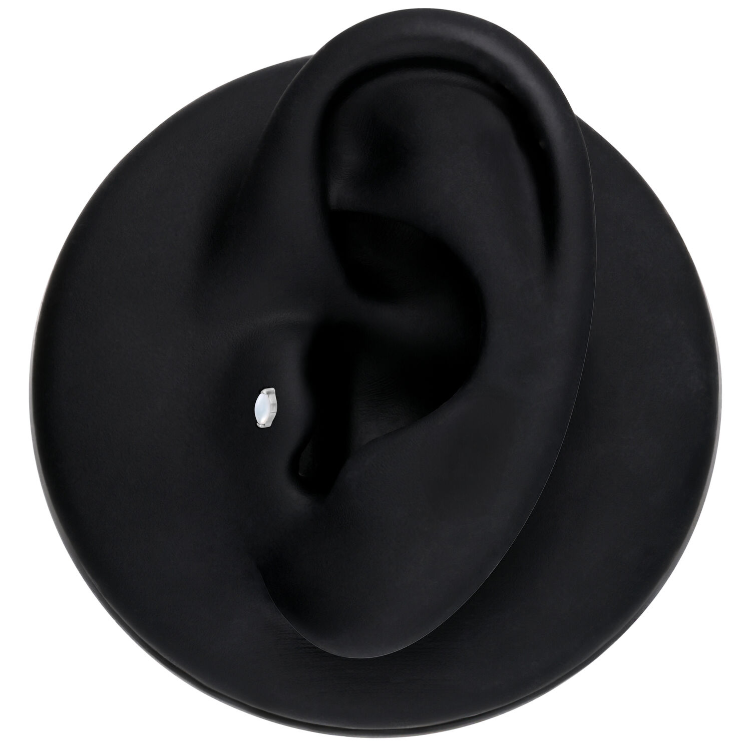 Inserto Push Fit in argento con pietra di luna ovale su sfondo nero