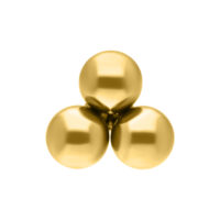 Tre sfere dorate come accessorio Push Fit Trinity su sfondo bianco