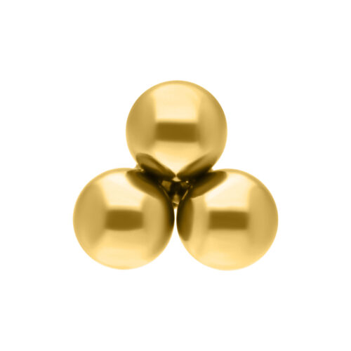 Tre sfere dorate come accessorio Push Fit Trinity su sfondo bianco