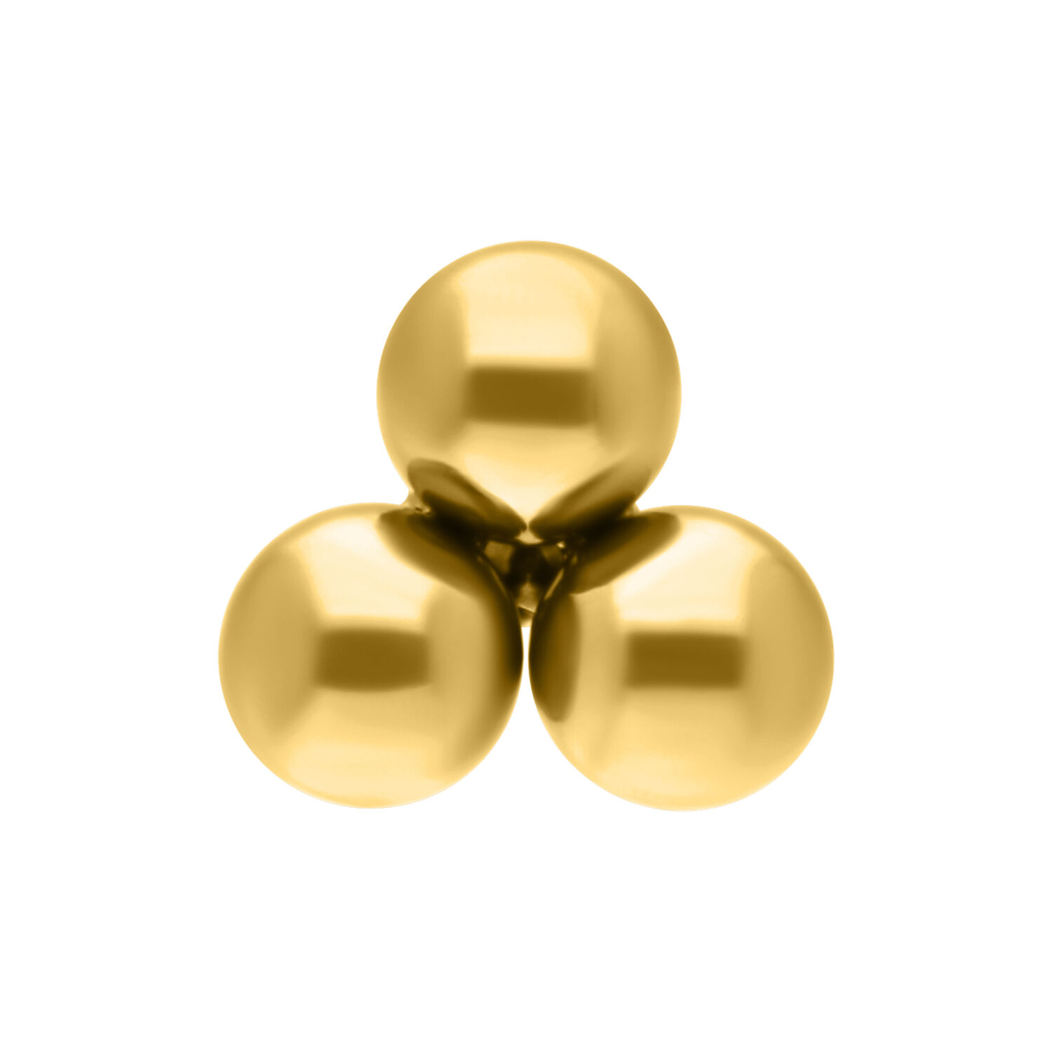 Tre sfere dorate come accessorio Push Fit Trinity su sfondo bianco