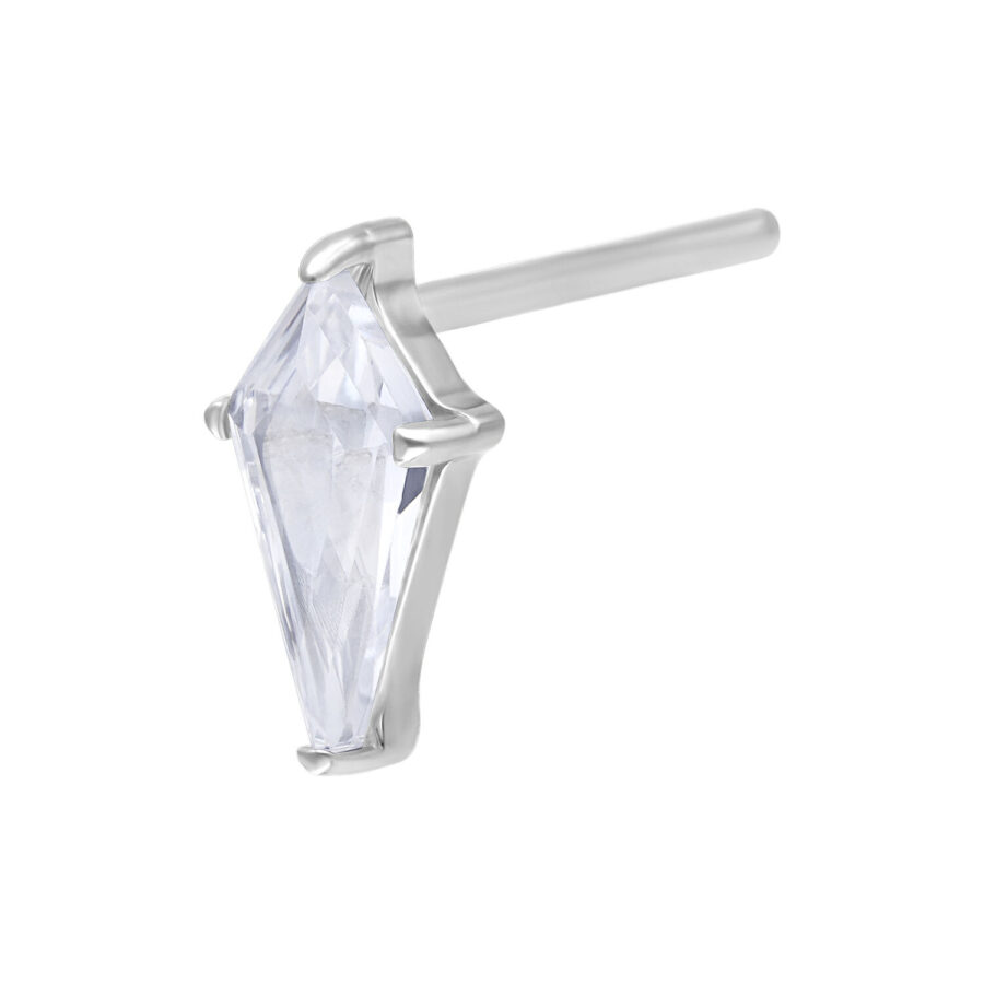 Attacco Push Fit Argento con cristallo chiaro su sfondo bianco