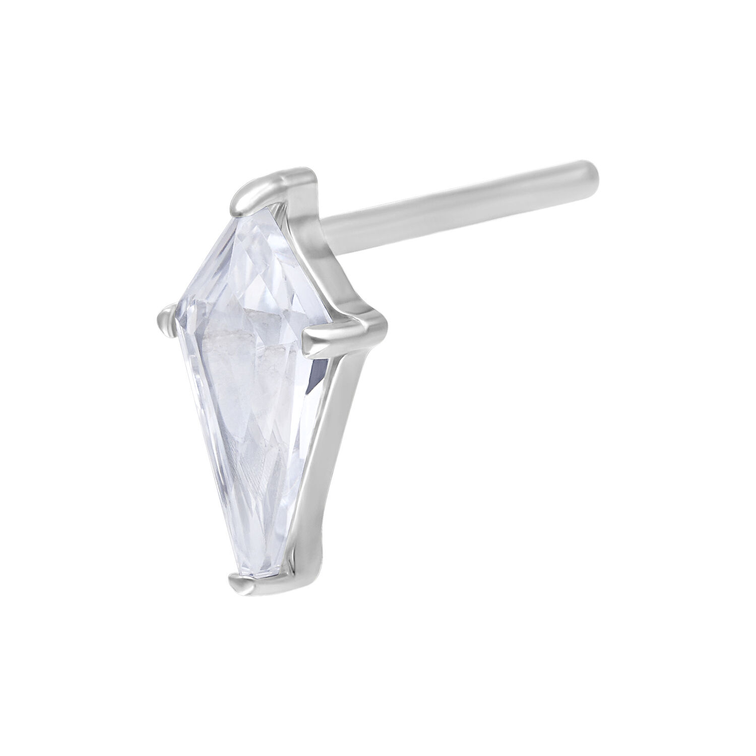 Attacco Push Fit Argento con cristallo chiaro su sfondo bianco