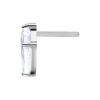 Chiusura a pressione in argento con cristallo chiaro su sfondo bianco