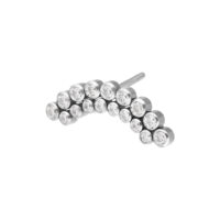Argento Push Fit con cristalli chiari su sfondo bianco