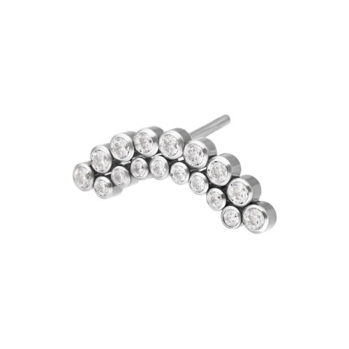 Argento Push Fit con cristalli chiari su sfondo bianco