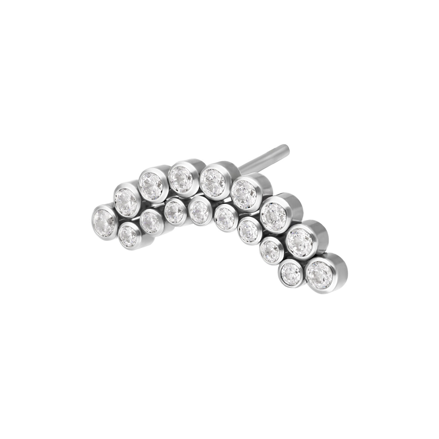 Argento Push Fit con cristalli chiari su sfondo bianco